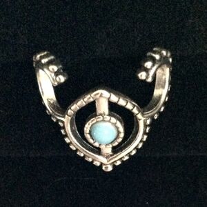 Silver Bohemian Ring with Blue Stone, Size 3